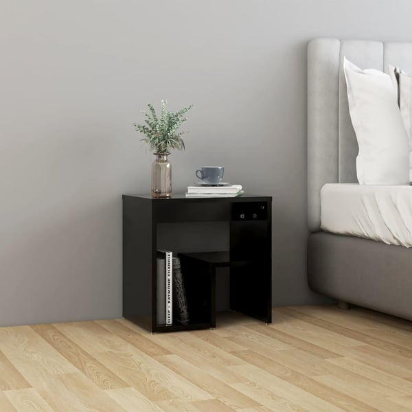 vidaXL Nattbord svart 40x30x40 cm sponplate