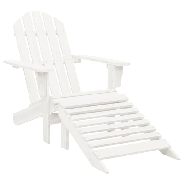 vidaXL Adirondack hagestol med ottoman og bord heltre gran hvit