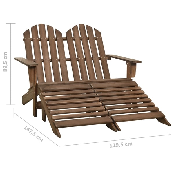 vidaXL Adirondack hagestol og ottoman 2-seters heltre gran brun