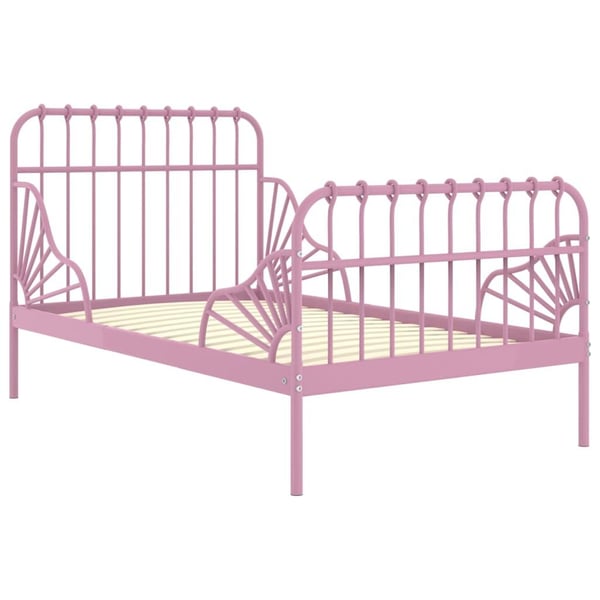 vidaXL Utvidbar sengeramme rosa metall 80x130/200 cm