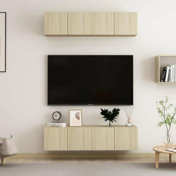 vidaXL TV-benker 4 stk sonoma eik 60x30x30 cm konstruert tre