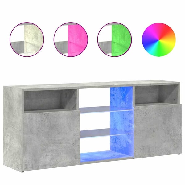 vidaXL TV-benk med LED-lys betonggrå 120x30x50 cm