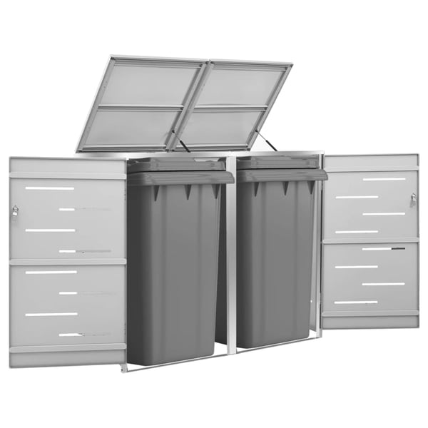 vidaXL dobbelt skraldespandsskjuler 138x77,5x112,5 cm rustfrit stål
