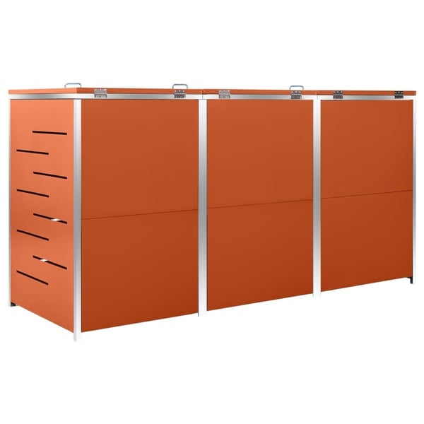 vidaXL tredobbelt skraldespandsskjuler 207x77,5x112,5 cm rustfrit stål