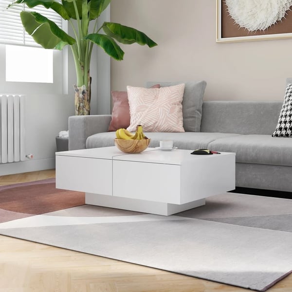 vidaXL Salongbord hvit 90x60x31 cm sponplate