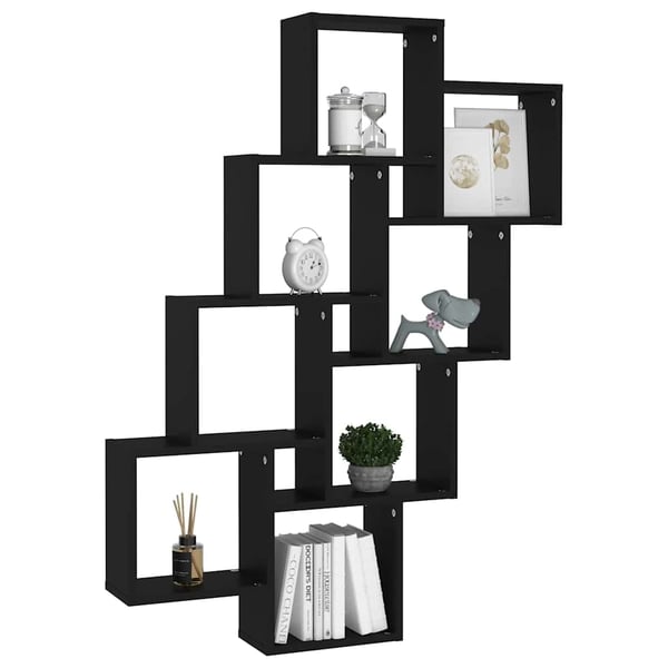 vidaXL væghylde 90x15x119 cm kubeformet konstrueret træ sort