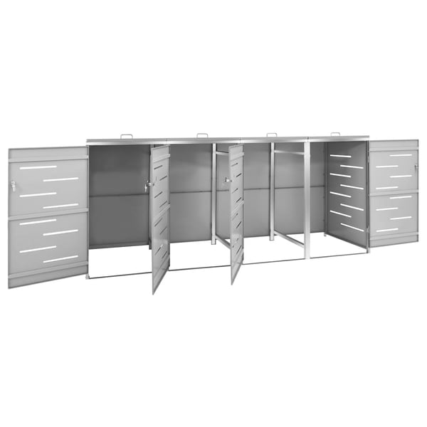 vidaXL firedobbelt skraldespandsskjuler 276,5x77,5x112,5 rustfrit stål