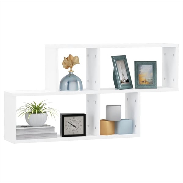 vidaXL Vegghylle hvit 100x18x53 cm konstruert tre