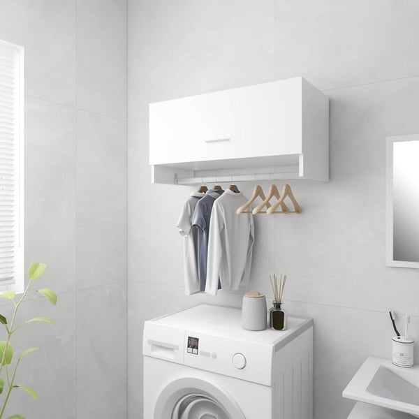 vidaXL garderobe 70x32,5x35 cm spånplade hvid højglans