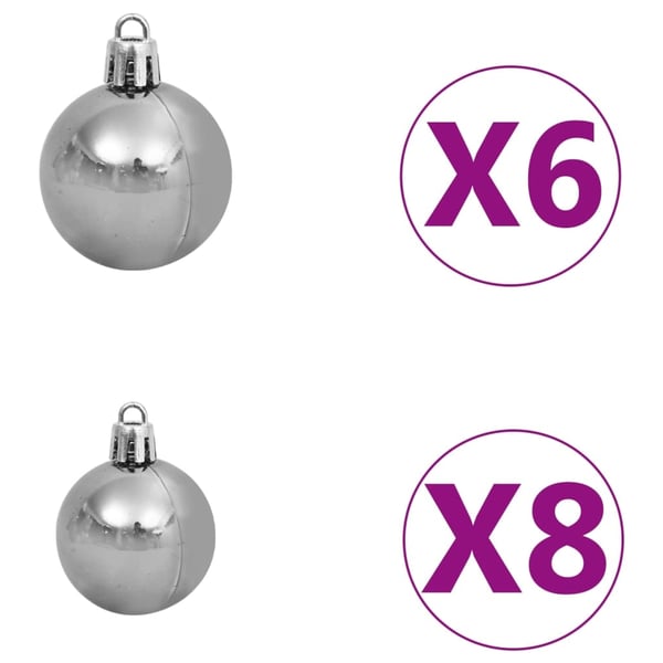 vidaXL kunstigt juletræ med lys og kuglesæt 180 cm PVC sort