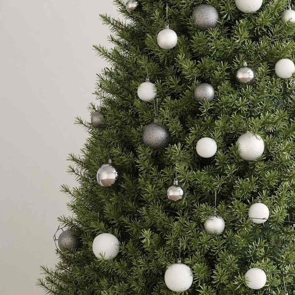 vidaXL julekuglesæt 120 dele med topspir 300 LED'er hvid og grå