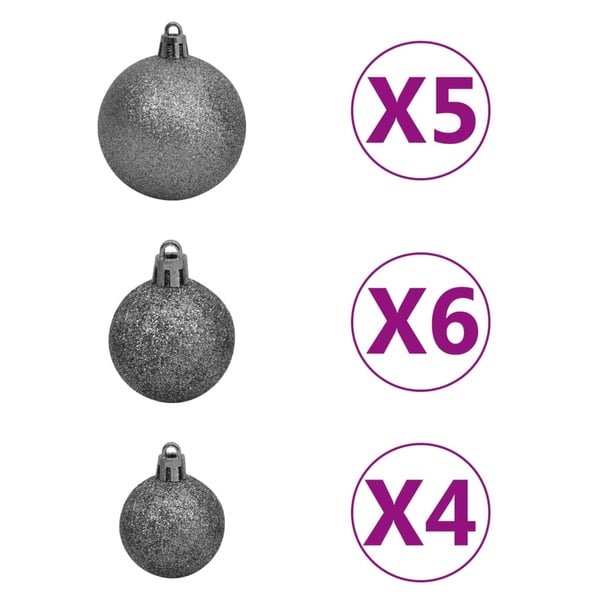 vidaXL kunstigt halvt juletræ med lys og kuglesæt 180 cm grøn
