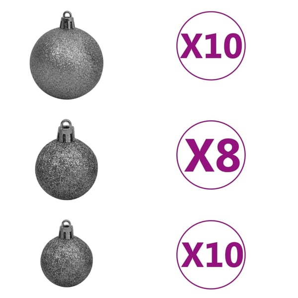 vidaXL kunstigt juletræ med lys og kuglesæt 210 cm 910 grene
