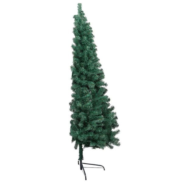 vidaXL kunstigt halvt juletræ med lys og kuglesæt 240 cm grøn