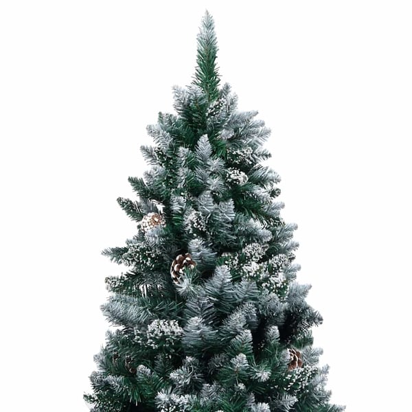 vidaXL kunstigt juletræ med LED og kuglesæt og fyrrekogler 210 cm