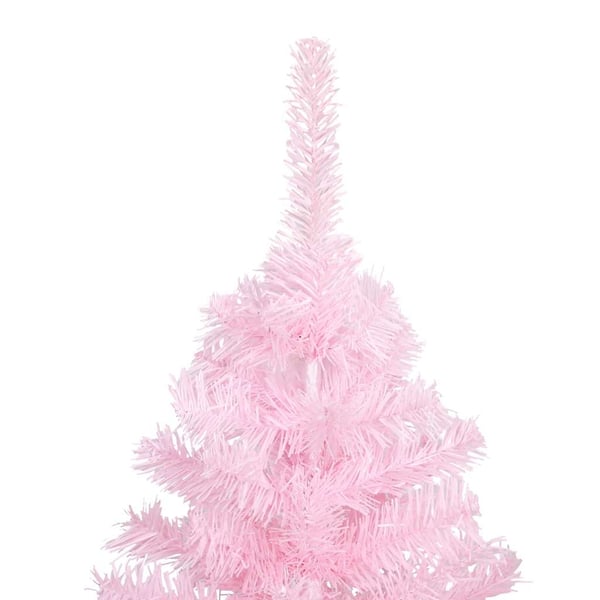 vidaXL kunstigt juletræ med lys og kuglesæt 180 cm PVC lyserød