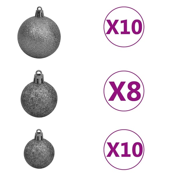 vidaXL Nordmann kunstig juletre med LED og kulesett gran grønn 210 cm
