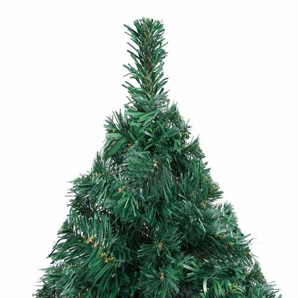 vidaXL kunstigt juletræ med lys og kuglesæt 210 cm PVC grøn