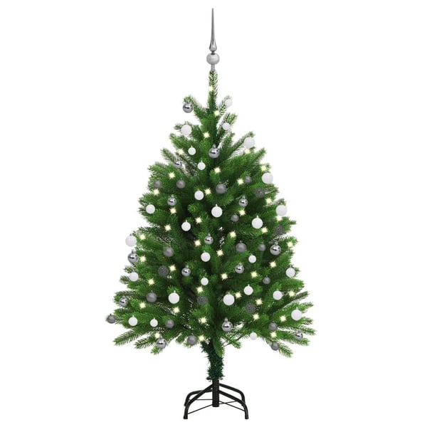 vidaXL kunstigt juletræ med lys og kuglesæt 120 cm grøn
