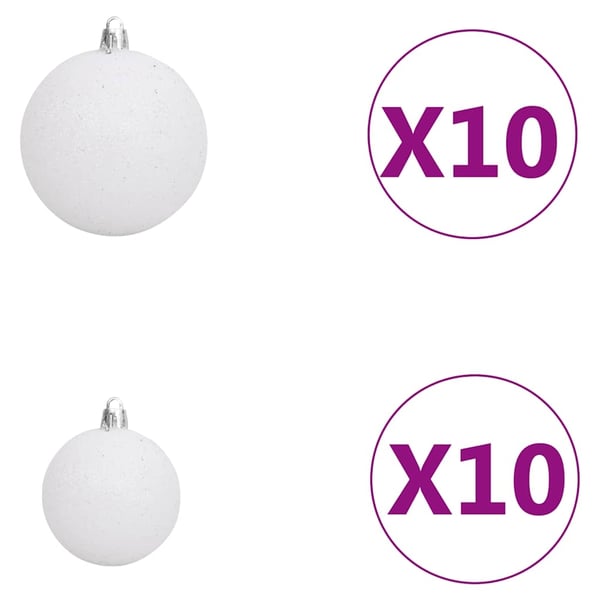 vidaXL kunstigt juletræ med lys og kuglesæt 210 cm PVC lyserød