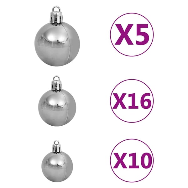 vidaXL kunstigt juletræ med lys og kuglesæt 210 cm PVC lyserød