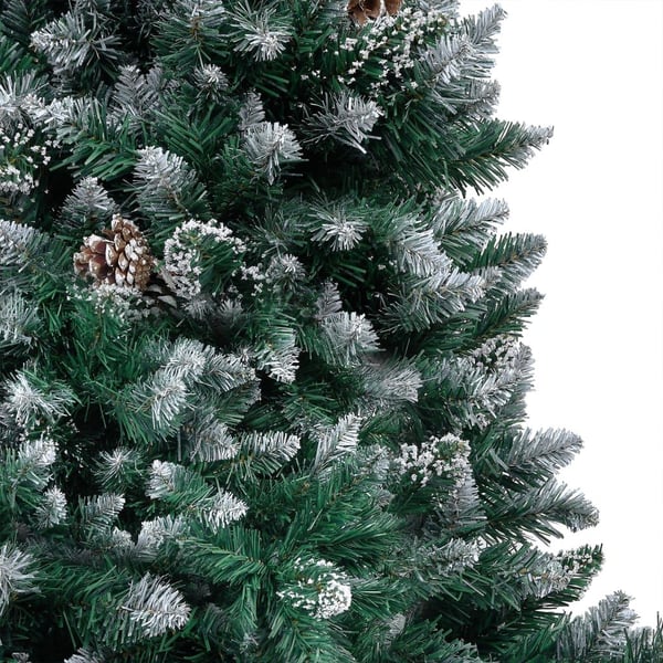 vidaXL kunstigt juletræ med LED og kuglesæt og fyrrekogler 180 cm