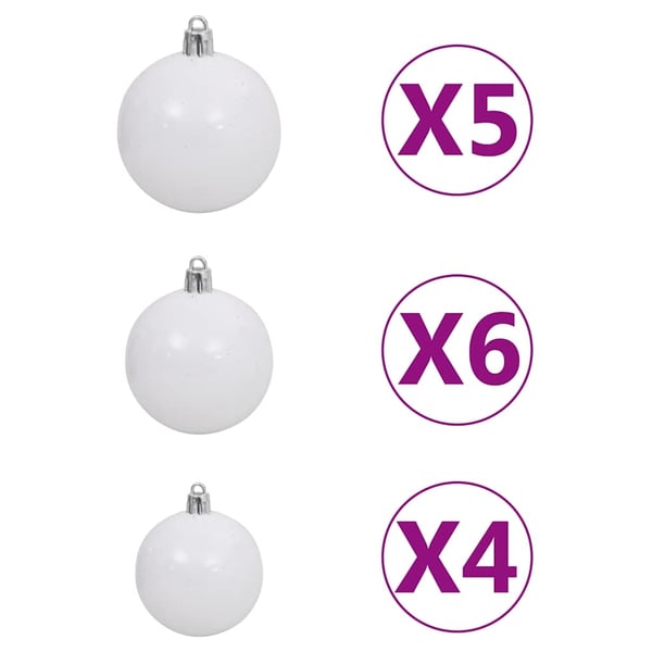 vidaXL julekuglesæt med topspir 60 dele 150 LED'er hvid og grå