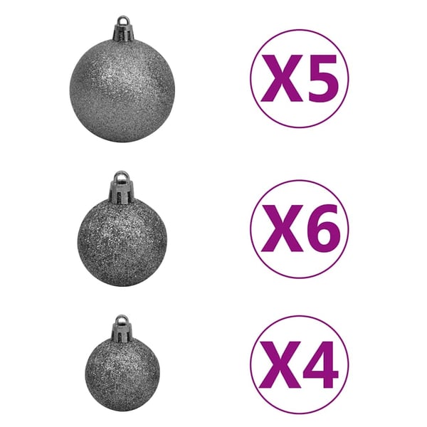 vidaXL julekuglesæt med topspir 60 dele 150 LED'er hvid og grå