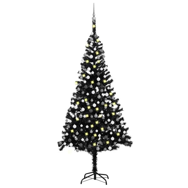 vidaXL Tekojoulukuusi palloilla esivalaistu musta 240 cm PVC