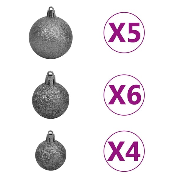 vidaXL kunstigt halvt juletræ med lys og kuglesæt 120 cm grøn