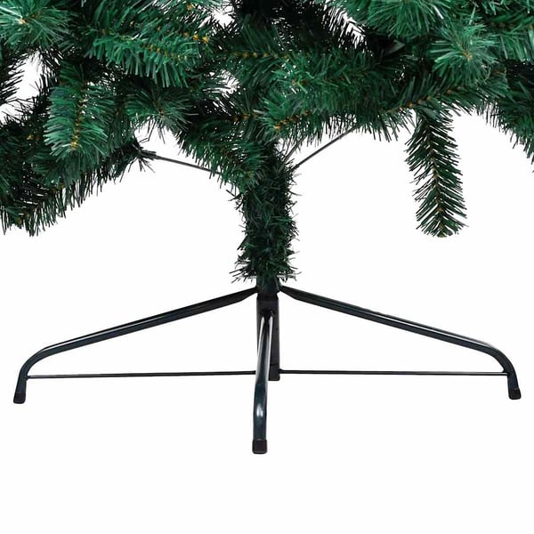 vidaXL kunstigt halvt juletræ med lys og kuglesæt 120 cm grøn