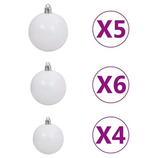vidaXL kunstigt juletræ med lys og kuglesæt 150 cm PVC hvid