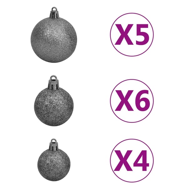 vidaXL kunstigt juletræ med lys og kuglesæt 180 cm PVC hvid