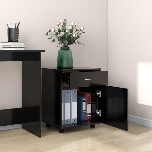 vidaXL Rulleskap svart 45x38x54 cm sponplate