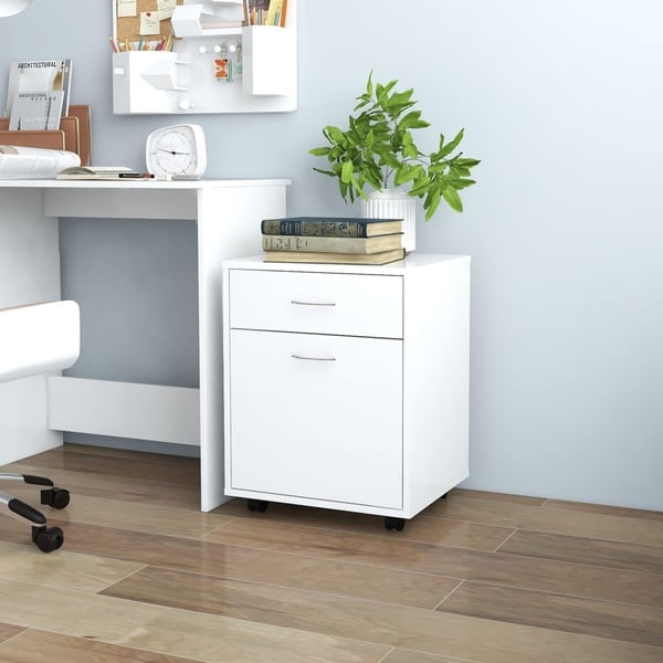 vidaXL Rulleskap hvit 45x38x54 cm konstruert tre