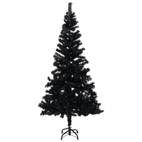 vidaXL Belyst plastgran med kulor svart 240 cm PVC