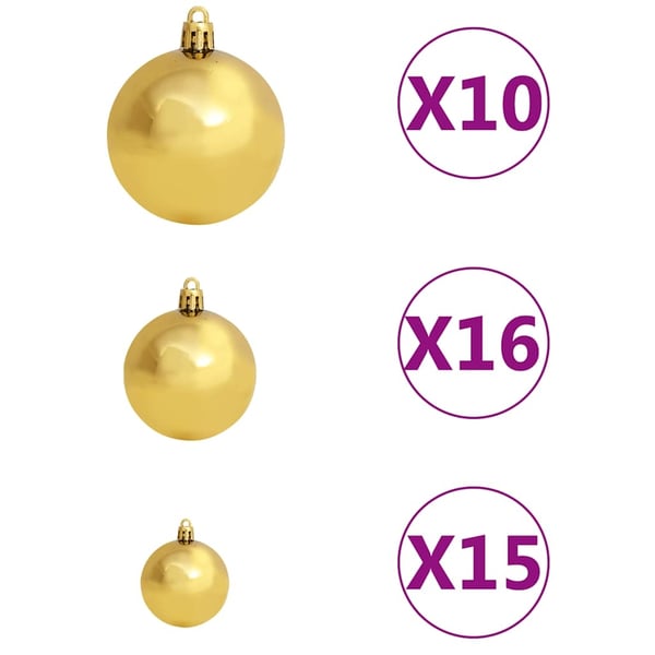 vidaXL Joulukuusi esivalaistu palloilla ja kävyillä 210 cm