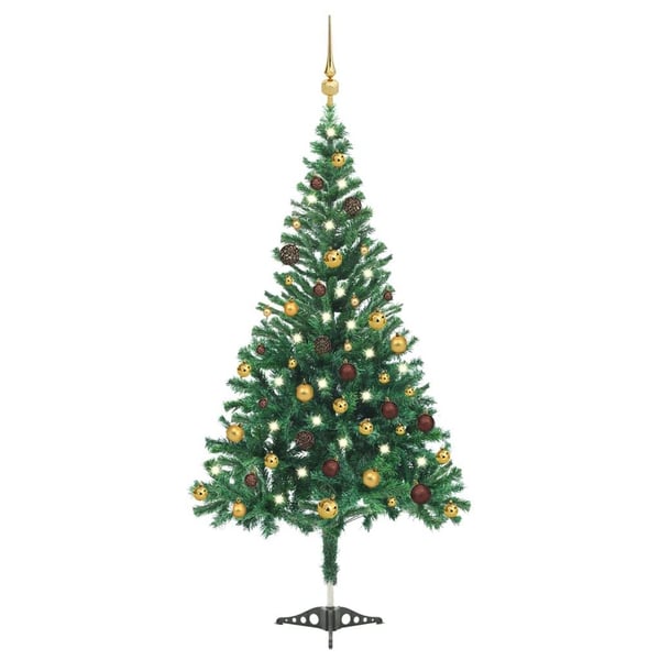 vidaXL Tekojoulukuusi palloilla esivalaistu 210 cm 910 oksaa