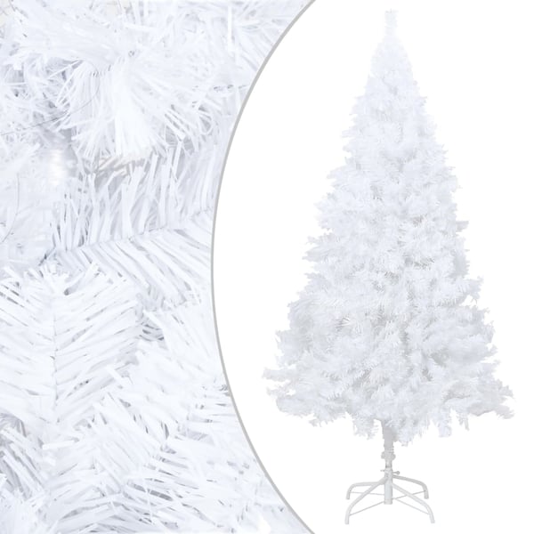 vidaXL Forhåndsbelyst kunstig juletre med kulesett hvit 180 cm PVC