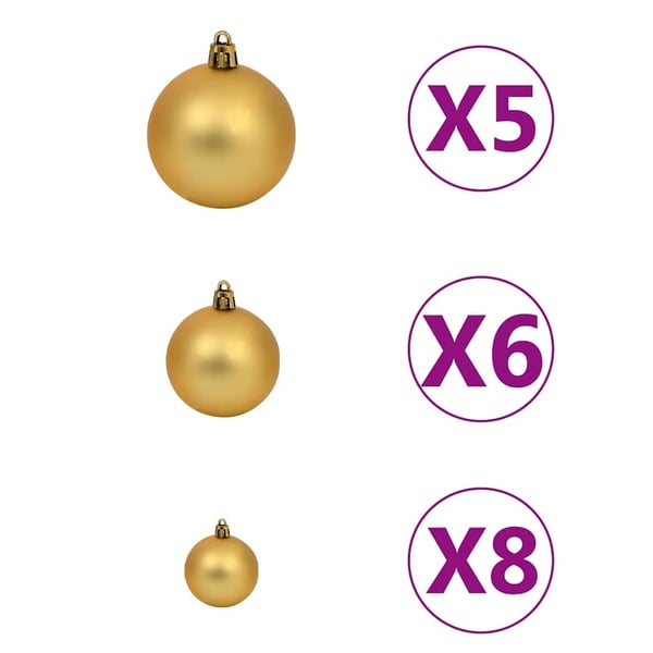 vidaXL kunstigt halvt juletræ med lys og kuglesæt 210 cm hvid
