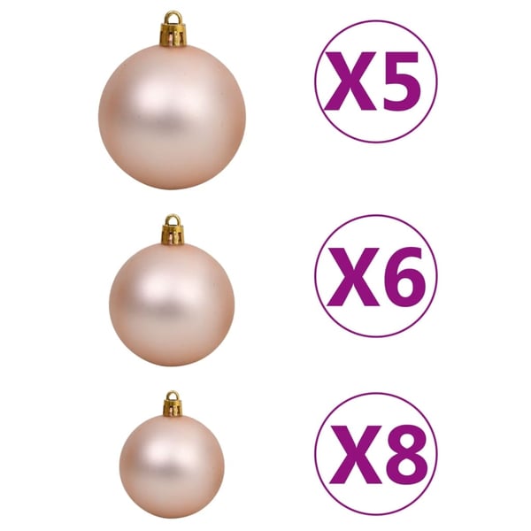 vidaXL kunstigt juletræ med lys og kuglesæt 150 cm PET sølvfarvet