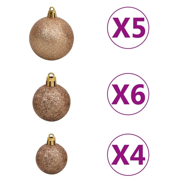 vidaXL kunstigt juletræ med lys og kuglesæt 150 cm PET sølvfarvet