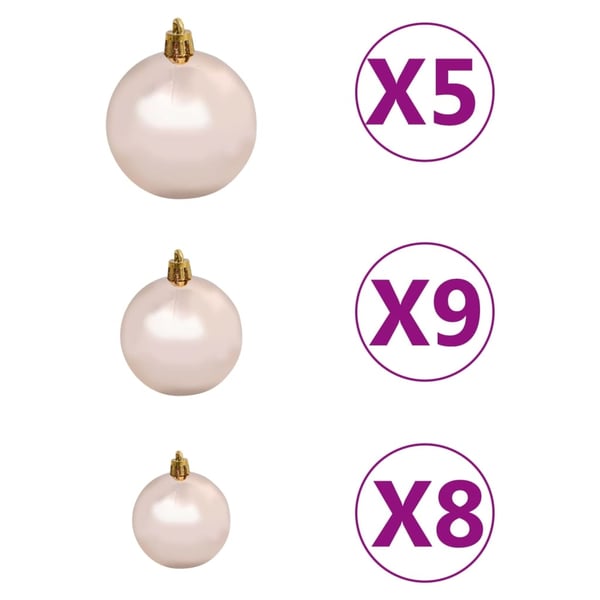 vidaXL kunstigt juletræ med lys og kuglesæt 150 cm PET sølvfarvet