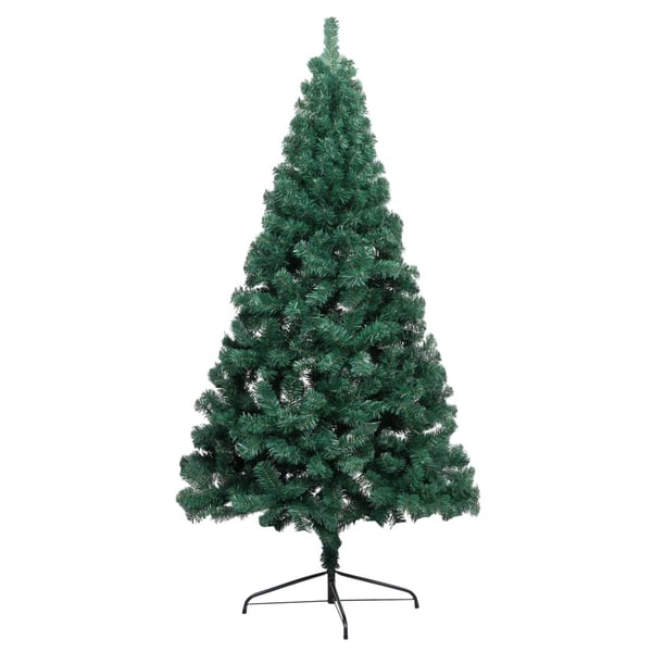 vidaXL Forhåndsbelyst kunstig halvt juletre med kulesett grønn 210 cm