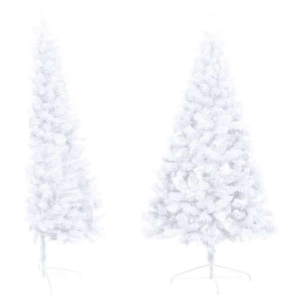vidaXL Tekojoulukuusi puolikas palloilla esivalaistu valk. 210 cm PVC
