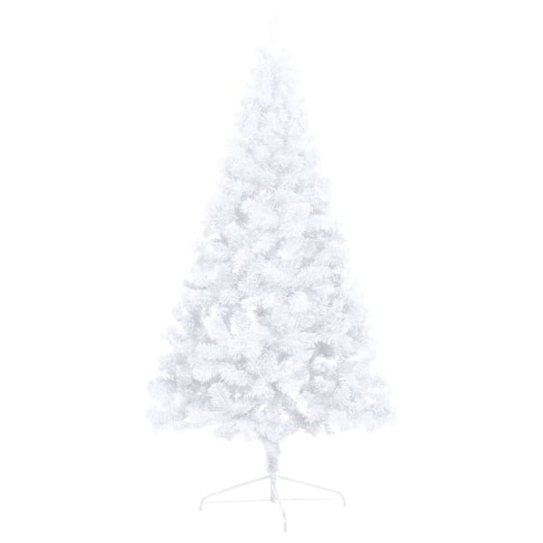vidaXL Tekojoulukuusi puolikas palloilla esivalaistu valk. 210 cm PVC