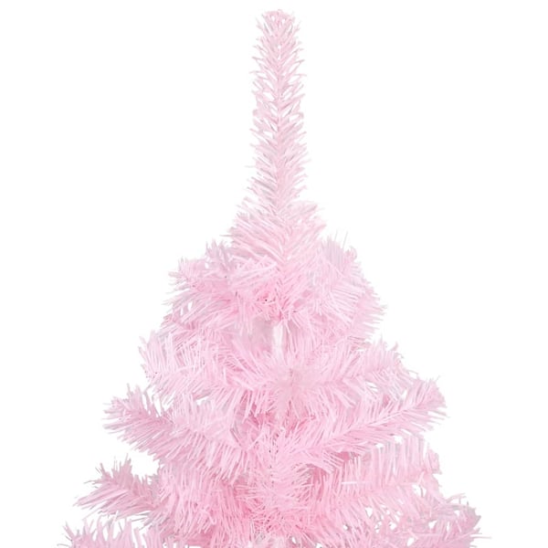vidaXL kunstigt juletræ med lys og kuglesæt 120 cm PVC lyserød
