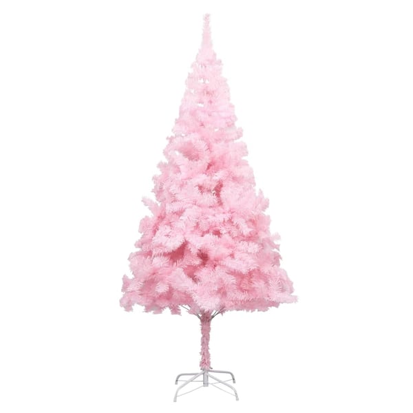 vidaXL kunstigt juletræ med lys og kuglesæt 240 cm PVC lyserød