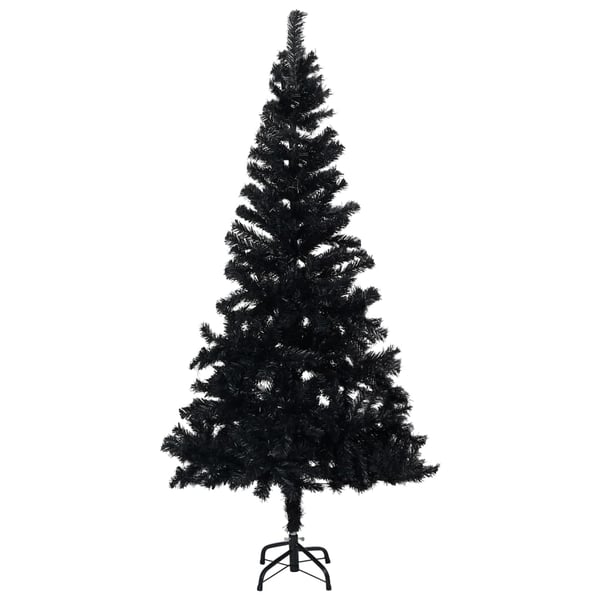 vidaXL kunstigt juletræ med lys og kuglesæt 150 cm PVC sort