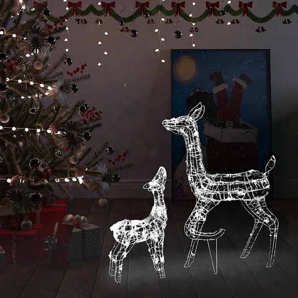 vidaXL Julereinsdyrfamilie akryl 160 LED 160 cm kaldhvitt